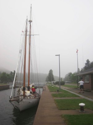Tied up in the St. Peters Canal as the locks close to raise us up approx. 1 foot.